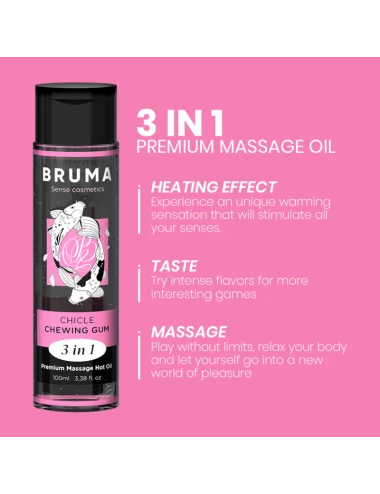 BRUMA - OLIO DA MASSAGGIO PREMIUM EFFETTO CALORE SAPORE GOMMA 3 IN 1 - 100 ML