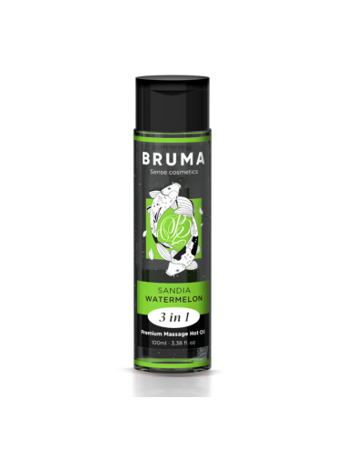 BRUMA - OLIO DA MASSAGGIO PREMIUM EFFETTO CALORE SAPORE ANGURIA 3 IN 1 - 100 ML