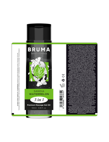 BRUMA - OLIO DA MASSAGGIO PREMIUM EFFETTO CALORE SAPORE ANGURIA 3 IN 1 - 100 ML