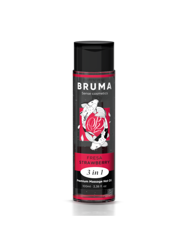 BRUMA - OLIO DA MASSAGGIO PREMIUM EFFETTO CALORE SAPORE FRAGOLA 3 IN 1 - 100 ML