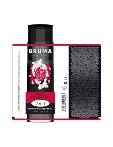 BRUMA - OLIO DA MASSAGGIO PREMIUM EFFETTO CALORE SAPORE FRAGOLA 3 IN 1 - 100 ML