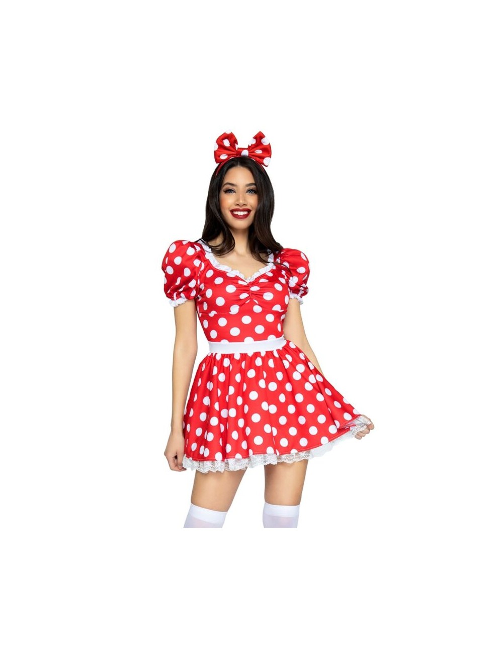 LEG AVENUE - ABITO A POIS + FASCIA PER CAPELLI ROSSO/BIANCO S LEG AVENUE - ABITO A POIS + FASCIA PER CAPELLI ROSSO/BIANCO S