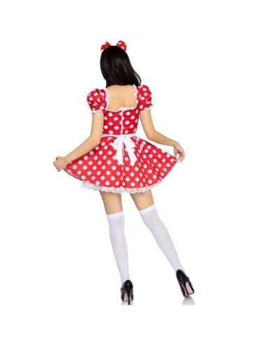 LEG AVENUE - ABITO A POIS + FASCIA PER CAPELLI ROSSO/BIANCO S