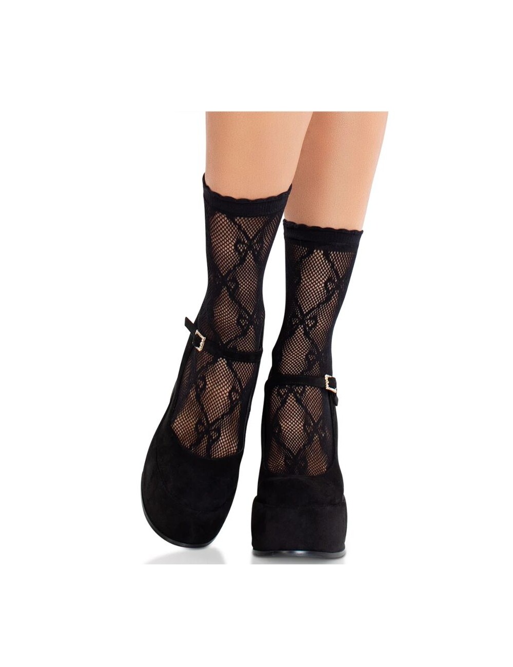 LEG AVENUE - CALZINI IN PIZZO CON FIOCCO IN PIZZO NERO LEG AVENUE - CALZINI IN PIZZO CON FIOCCO IN PIZZO NERO