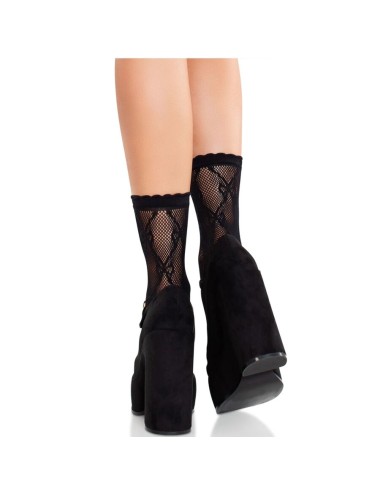 LEG AVENUE - CALZINI IN PIZZO CON FIOCCO IN PIZZO NERO
