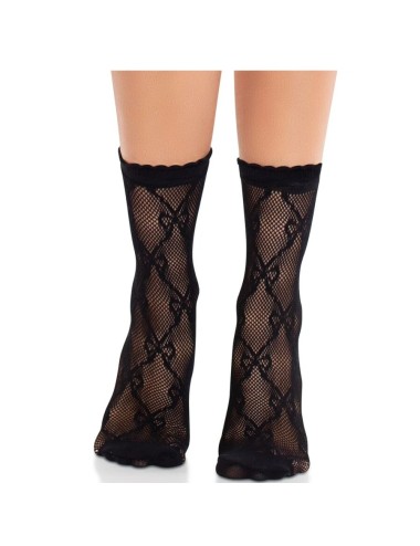 LEG AVENUE - CALZINI IN PIZZO CON FIOCCO IN PIZZO NERO