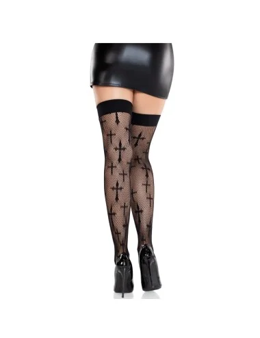 LEG AVENUE - CALZE IN PIZZO WORSHIP ME NERE