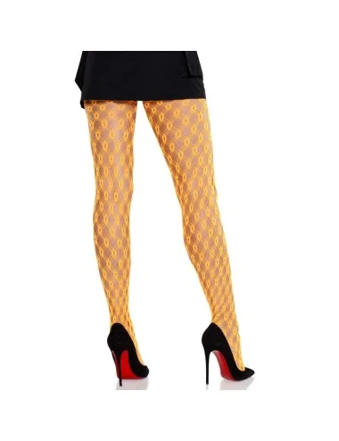 LEG AVENUE - COLLANT IN PIZZO CON OCCHIELLI NEON ARANCIONE