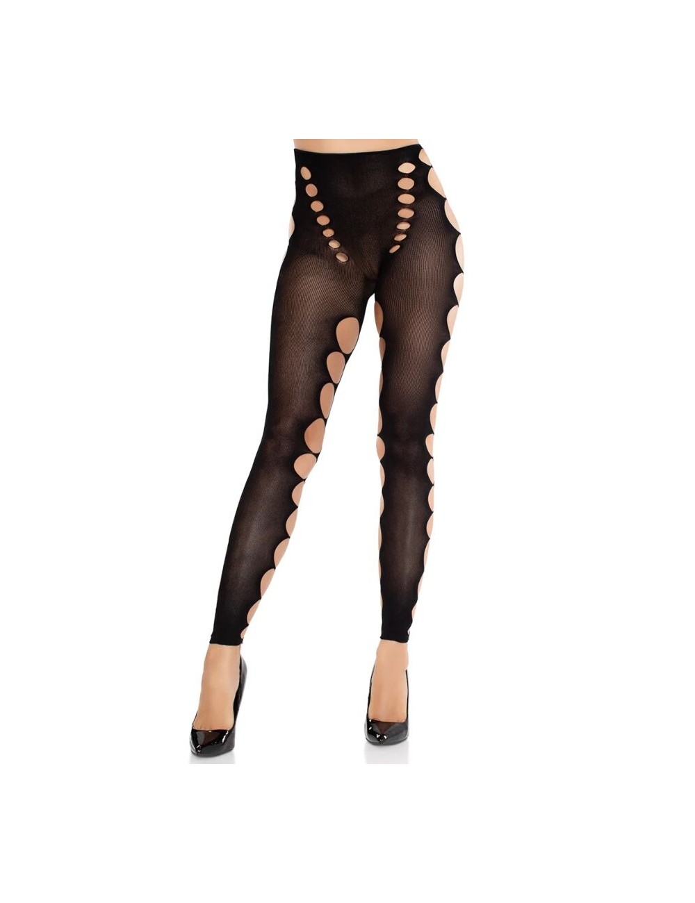 LEG AVENUE - CALZE COPRENTI SENZA CUCITURE CON TAGLIO AI PIEDI NERE