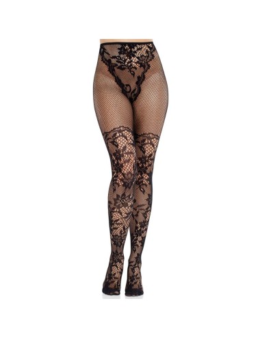 LEG AVENUE - CALZE IN PIZZO DAHLIA CON DETTAGLIO A RETE NERE