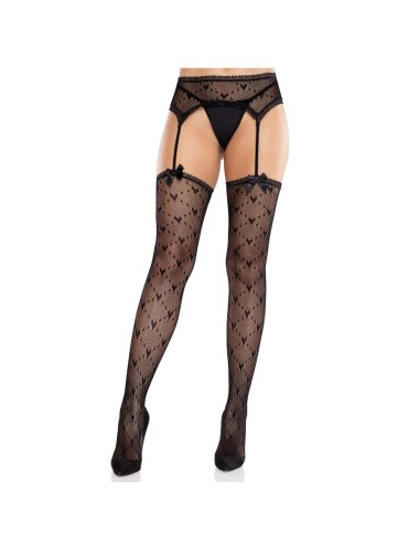LEG AVENUE - CALZE A CUORE CON GIARRETTIERE NERE