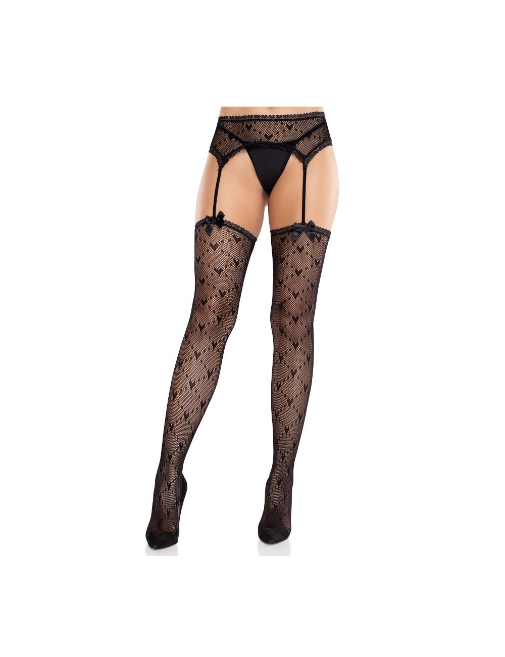 LEG AVENUE - CALZE A CUORE CON GIARRETTIERE NERE LEG AVENUE - CALZE A CUORE CON GIARRETTIERE NERE