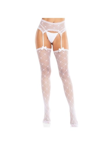 LEG AVENUE - CALZE A CUORE CON GIARRETTIERE BIANCO