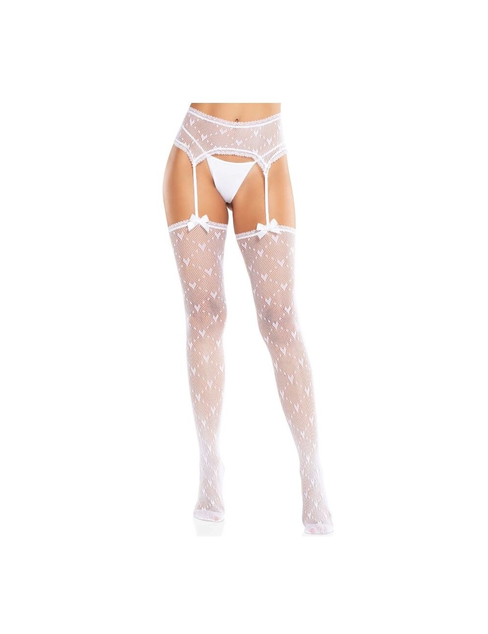 LEG AVENUE - CALZE A CUORE CON GIARRETTIERE BIANCO