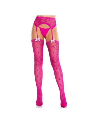 LEG AVENUE - CALZE A CUORE CON GIARRETTIERE MAGENTA