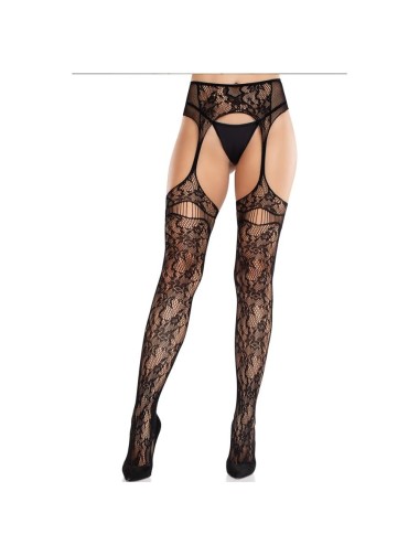 LEG AVENUE - CALZE IN PIZZO CON GIARRETTIERE NERE
