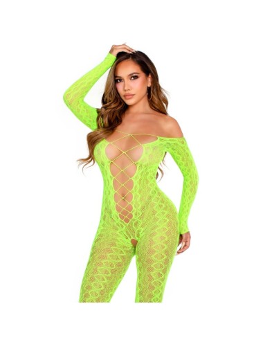 LEG AVENUE - BODYSTOCKING SENZA CAVALLO EXOTIC SNAKE LACE NEON GREEN