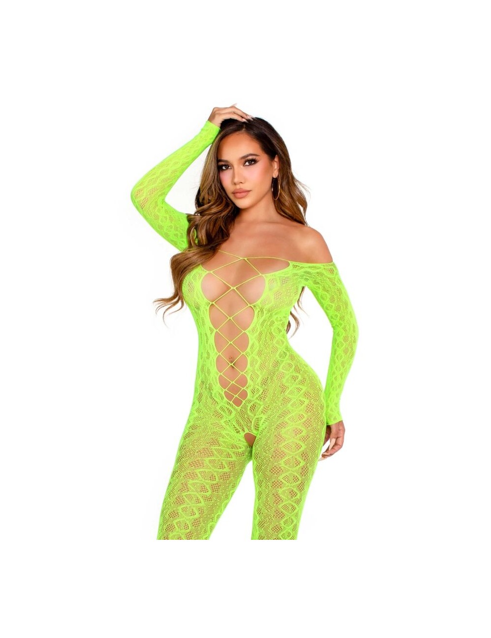 LEG AVENUE - BODYSTOCKING SENZA CAVALLO EXOTIC SNAKE LACE NEON GREEN LEG AVENUE - BODYSTOCKING SENZA CAVALLO EXOTIC SNAKE LACE NEON GREEN