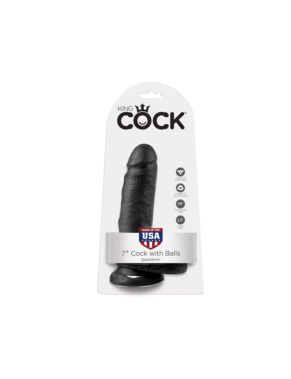 KING COCK - 7 DILDO NERO CON SFERE 17.8 CM