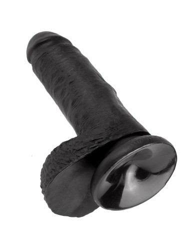 KING COCK - 7 DILDO NERO CON SFERE 17.8 CM