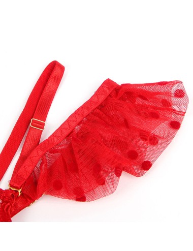 SUBBLIME - 957506 COMPLETO REGGISENO E GIARRETTIERA IN PIZZO ROSSO S/M