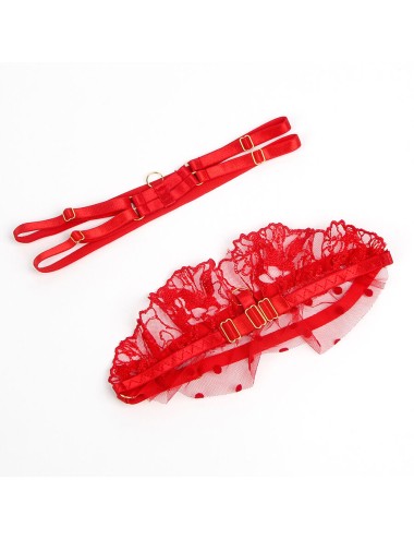 SUBBLIME - 957506 COMPLETO REGGISENO E GIARRETTIERA IN PIZZO ROSSO S/M