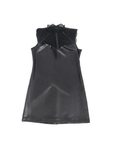 SUBBLIME - 957551 ABITO IN PELLE CON COLLO IN PIZZO NERO L/XL
