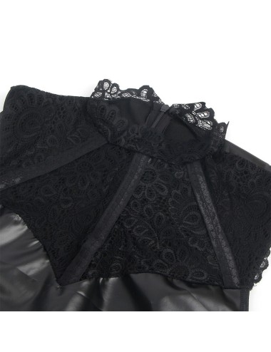 SUBBLIME - 957551 ABITO IN PELLE CON COLLO IN PIZZO NERO L/XL