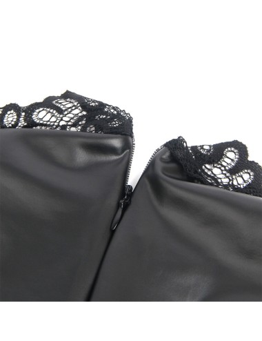 SUBBLIME - 957551 ABITO IN PELLE CON COLLO IN PIZZO NERO L/XL