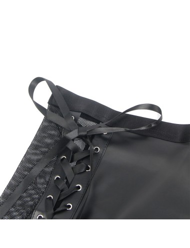SUBBLIME - 957599 SET REGGISENO E GONNA IN PELLE NERO L/XL