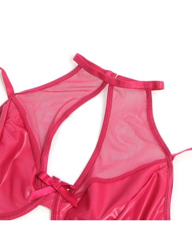 SUBBLIME - 957612 COMPLETO REGGISENO E GONNA IN PELLE ROSSO L/XL