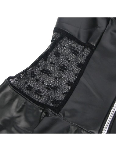SUBBLIME - 957711 ABITO IN PELLE CON ZIP E PIZZO NERO L/XL