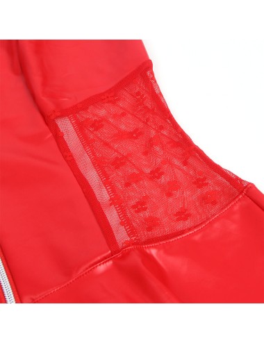 SUBBLIME - 957735 ABITO IN PELLE CON ZIP E PIZZO ROSSO L/XL