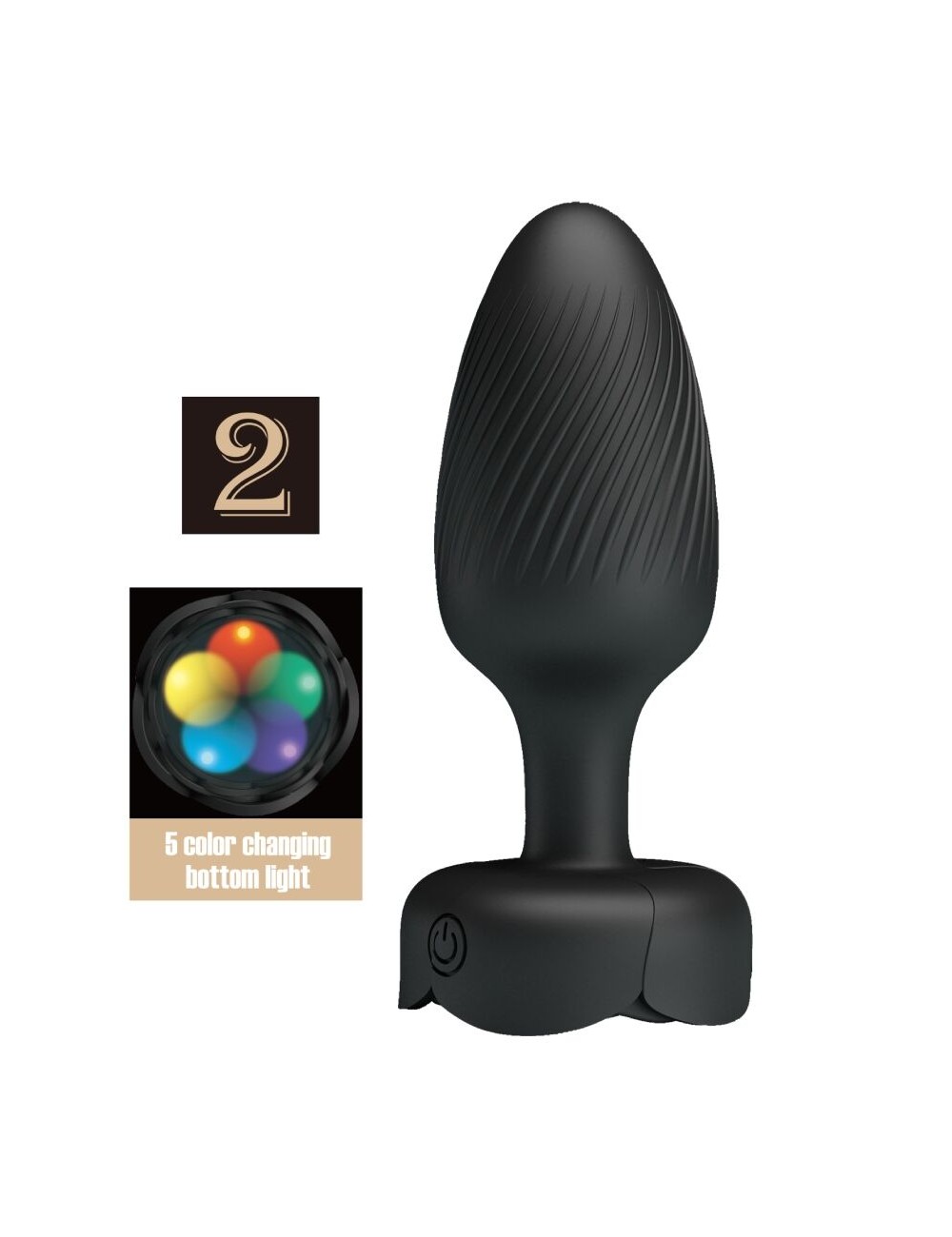 PRETTY LOVE - VARIAN PLUG ANALE CON LUCE LED NERO 10 PRETTY LOVE - VARIAN PLUG ANALE CON LUCE LED NERO 10