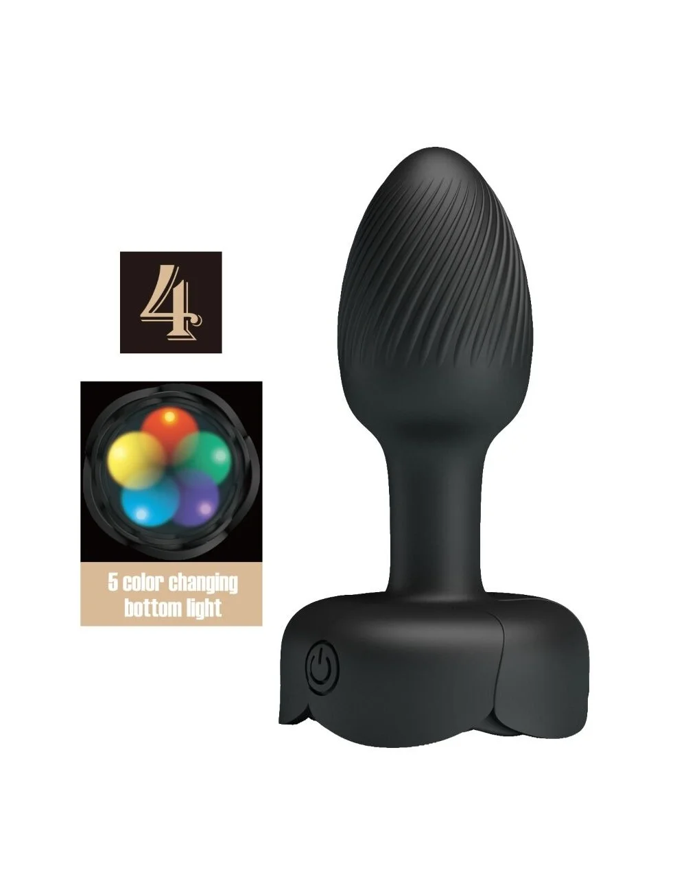 PRETTY LOVE - PLUG ANALE OLMAN CON LUCE LED NERO 8 PRETTY LOVE - PLUG ANALE OLMAN CON LUCE LED NERO 8