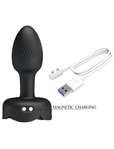 PRETTY LOVE - PLUG ANALE OLMAN CON LUCE LED NERO 8,8 CM