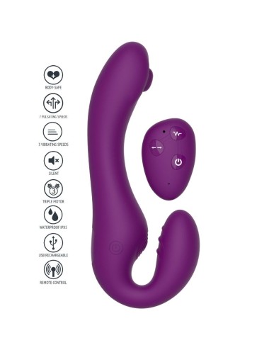 XOCOON - VIBRATORE 2 IN 1 STRAPLESS STRAP-ON CON TELECOMANDO VIOLA