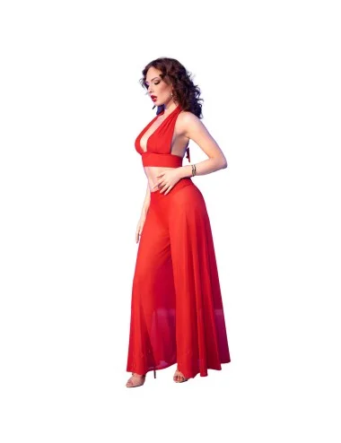 CHILIROSE - CR 4857 SET TOP E PANTALONI ROSSI TAGLIA L