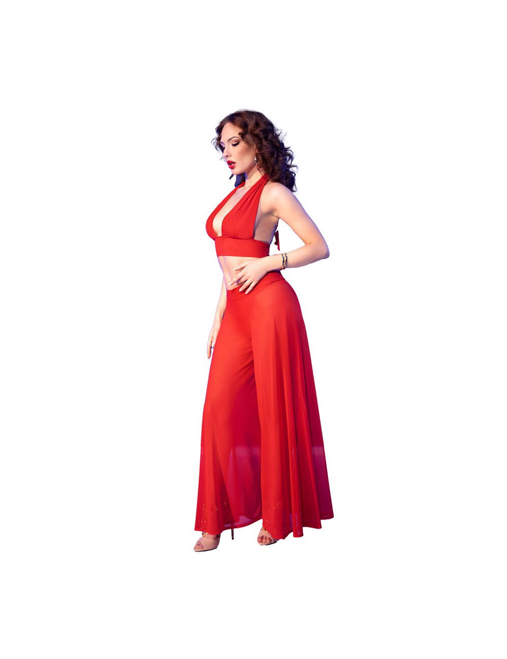 CHILIROSE - CR 4857 SET TOP E PANTALONI ROSSI TAGLIA L CHILIROSE - CR 4857 SET TOP E PANTALONI ROSSI TAGLIA L
