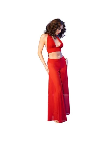 CHILIROSE - CR 4857 SET TOP E PANTALONI ROSSI TAGLIA L