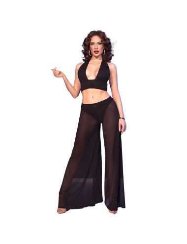 CHILIROSE - CR 4857 SET TOP E PANTALONI NERI TAGLIA M