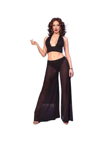 CHILIROSE - CR 4857 SET TOP E PANTALONI NERI TAGLIA M