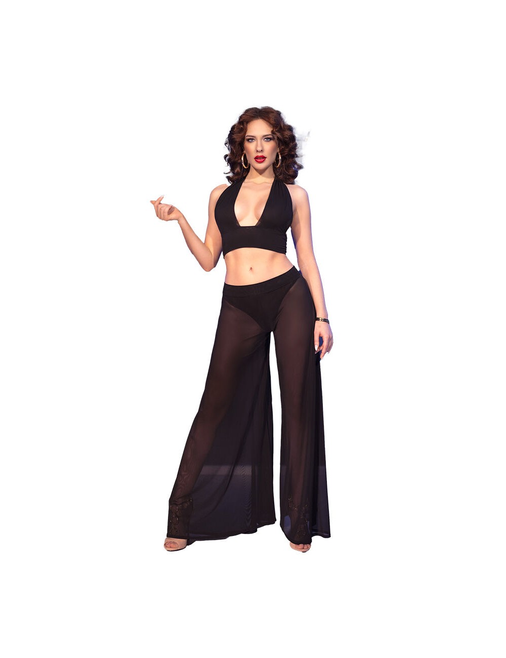CHILIROSE - CR 4857 SET TOP E PANTALONI NERI TAGLIA M CHILIROSE - CR 4857 SET TOP E PANTALONI NERI TAGLIA M