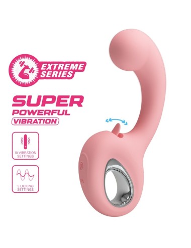PRETTY LOVE - ERYNNYES VIBRATORE PUNTO G + STIMOLATORE CLITORIDEO 10 VIBRAZIONI ROSA