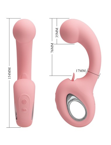 PRETTY LOVE - ERYNNYES VIBRATORE PUNTO G + STIMOLATORE CLITORIDEO 10 VIBRAZIONI ROSA