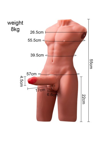 XISE - JASON MEZZO CORPO TORSO MASCHILE REALISTICO CON SPINTA E VIBRAZIONE 55 CM
