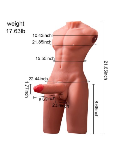 XISE - JASON MEZZO CORPO TORSO MASCHILE REALISTICO CON SPINTA E VIBRAZIONE 55 CM