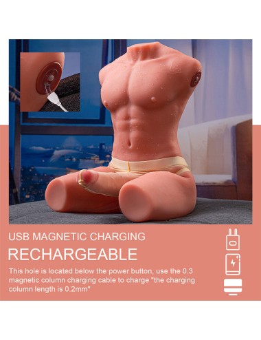 XISE - JASON MEZZO CORPO TORSO MASCHILE REALISTICO CON SPINTA E VIBRAZIONE 55 CM