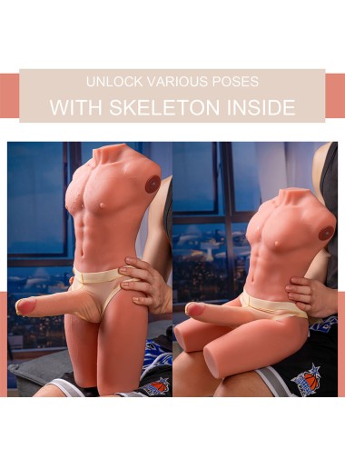 XISE - JASON MEZZO CORPO TORSO MASCHILE REALISTICO CON SPINTA E VIBRAZIONE 55 CM