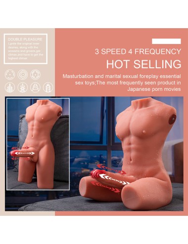 XISE - JASON MEZZO CORPO TORSO MASCHILE REALISTICO CON SPINTA E VIBRAZIONE 55 CM